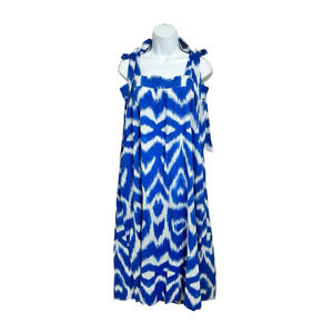H&M Tie Top Cotton Dress Sz S Tie Top Shoulder Straps Loose-Fit Calf Length